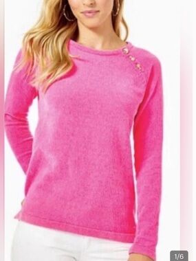 PinkLilly Pulitzer  Long Sleeve Knit Sweater with Decorative Buttons Large